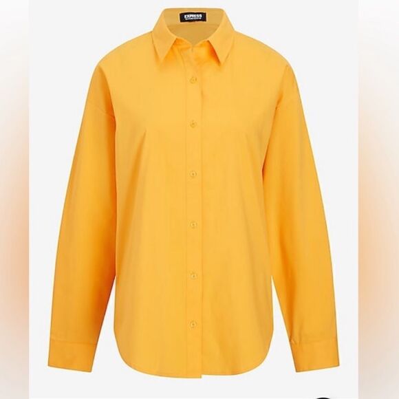 Express Shirt button up Poplin Boyfriend Portofino Shirt size size L orange - Picture 3 of 9